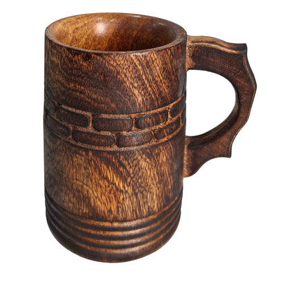 Medieval Inspired Rustic Wooden Beer Mug Handcrafted Unique Design Retro Eco-Friendly Drinkware Food Safe Tankard For beer fest Coffee & Tea - WoodArtSupply