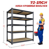 72"H Storage Shelves Heavy Duty, 2000LBS Garage Shelving, 5 Tier Metal Shelving Unit Adjustable Garage Shelves Utility Rack Shelf for Storage Warehouse Pantry Closet,35.6" W × 16" D × 72" H, Black CypBed