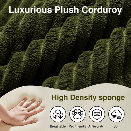 AEMEIOS Boneless Loveseat Couch for Living Room, Oversized Loveseat 2 Seater with 2 Pillow for Lovers,Corduroy Boneless Cloud Sofa Loveseats in a Box for Bedroom,No Assembly Couch, Green AEMEIOS