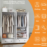 Mhsatyrs Armoire Wardrobe Closet with Drawers: 74" Large White Armoire Wardrobe Closet with 4 Doors, Bedroom Armoires with Hanging Rod and 2 Drawers, Wooden Clothes Storage Cabinet (White, 63") Mhsatyrs