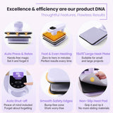 Whubefy 360° Swivel Auto Heat Press 15x15 - Professional Automatic Shirt Press Machine with Auto Release & 7-Level Auto Pressure - Swing Away Large Pro Heat Press Machine for T Shirts Hoodie HTV Vinyl Whubefy