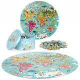 boppi World Map Round Jigsaw Puzzle with 100% Recycled Card 150 Pieces with Animals for Children 5 6 7 8 Years 58cm Diameter boppi