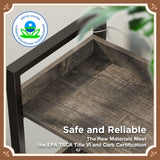 Seventable 6-Tier Industrial Wood and Metal Bookshelf with 4 Hooks – Rustic Grey Display Rack Seventable