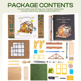 ROBOTIME DIY Dollhouse Wooden Miniature Furniture Kit Mini Green House with LED Best Birthday Gifts ROBOTIME