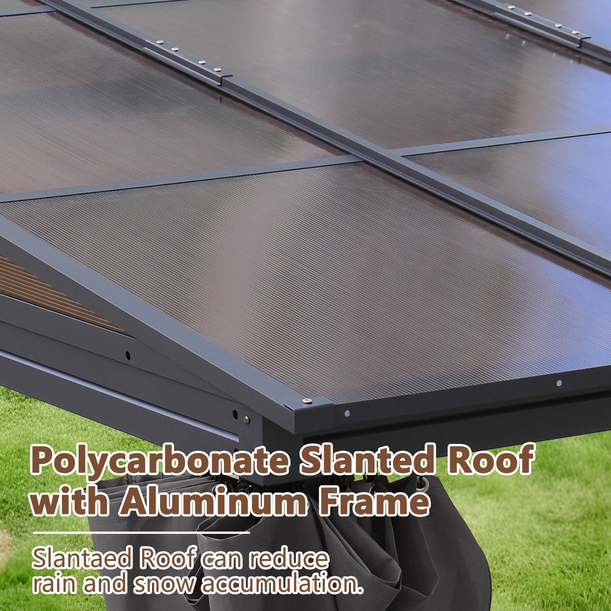 10'x10' Lean to Gazebo, Wall Mounted Gazebo with Aluminum Frame, Curtains and Netting for Patio,Decks, Garden and Lawn HOWSVN