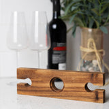 Ironwood Gourmet Acacia Wood Wine Glass Holder for Wine Bottles, Holds 2 Wine Glasses Ironwood Gourmet