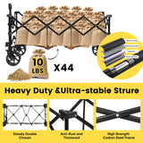 Sekey 48''L Collapsible Foldable Extended Wagon with 440lbs Weight Capacity, Heavy Duty 300L Folding Utility Garden Cart with Big All-Terrain Beach Wheels & Drink Holders. Black Sekey