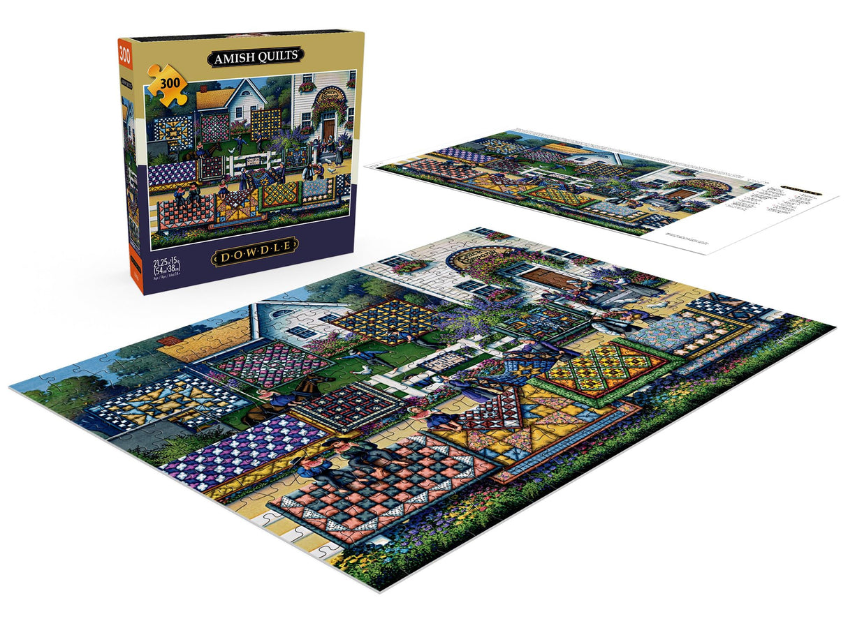 Buffalo Games - Dowdle - Amish Quilts - 300 Piece Jigsaw Puzzle for Adults -Challenging Puzzle Perfect for Game Nights - Finished Size is 21.25 x 15.00 Buffalo Games