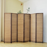 Pawlabay 6 Panel Room Divider Screen,5.6 FT Tall Bamboo Room Divider Folding Privacy Screen,Freestanding Room Divider for Room Seperation,Brown PawlaBay