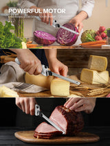 Reemix Electric Knife, Z3042 Electric Knife Set for Carving Meats, Poultry, Bread, Crafting Foam & More, 2 Blades for Meats & Bread, Fork Included (White) Reemix