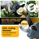 2-in-1 Electric Pruning Shears with Extension Pole 8.2-ft, Professional Electric Tree Pruner Cutter Compatible with Makita 18V Battery Secateurs Cordless 50mm (2 inch) Cutting Heavy Duty Garden Tool Prunarbo