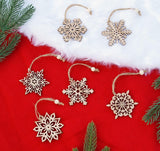 Binswloo 24pcs Wooden Snowflakes Ornaments, Unfinished Wood Cutouts Christmas Tree Hanging Ornaments for Crafts, Rustic Xmas Decorations Binswloo