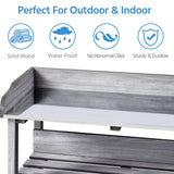 Yaheetech Garden Potting Table Horticulture Potting Bench w/Storage Shelf W/Metal Tabletop w/Hook 3 Shelves Workstation Work Benches Station, Gray Yaheetech