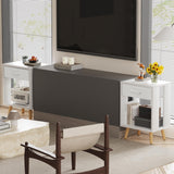 GYIIYUO Nightstands Set of 2 with Fabric Storage Drawer and Open Wood Shelf, Side Table with Storage for Bedroom, Night Stand with Drawer for Bedroom, Bedside Tables - White 24" H GYIIYUO