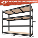 REIBII 48" W Garage Shelving Heavy Duty Storage Shelves 4 Tier Heavy Duty Shelving 2550LBS Adjustable Metal Shelves for Garage Storage Rack Utility Rack Industrial Shelf,47.9" W X60.2 H X 24" D REIBII