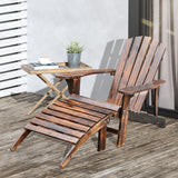 Outsunny Wooden Adirondack Chair with Ottoman,Outdoor Fire Pit Chair,Patio Lounge Chair Supports Up to 330 Lbs, Rustic Brown Outsunny