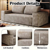 63" Corduroy Couch in a Box, Cloud Loveseat Sofa with 2 Cushions, Boneless Couches for Living Room Bedroom Small Space, Compressed, Deep Seat, Memory Foam, No Assembly (Camel, 63") Thctvous