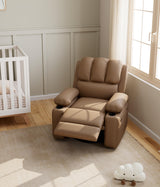 GarveeHome Leather Recliner Chair, Manual Recliner w/Comfortable Arms and Cup Holders for Living Room CF8011 - Khaki, Medium GarveeHome