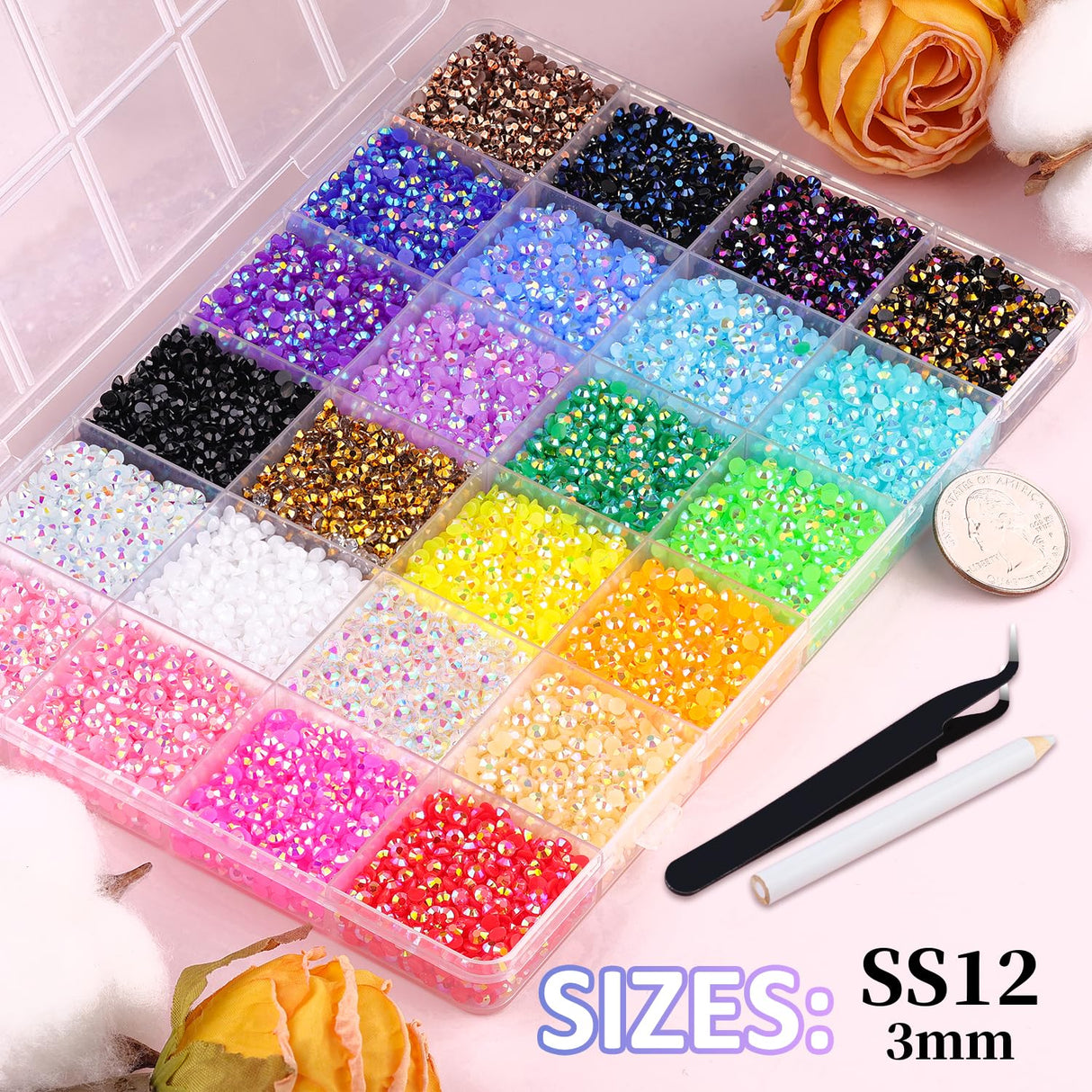 30000Pcs Resin Jelly Rhinestones for Bedazzling, Mixed-Color 3mm Flatback Gems for Diamond Art, Bedazzler Kit with 3Pcs 10ml B7000 Jewelry Glue for Crafting Crafts Book Shoes Nail Art TINKRSTUFF
