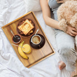 KITEISCAT Acacia Wood Serving Tray with Handles - 17-Inch Decorative Wooden Tray - Perfect for Breakfast, Lunch, Dinner, Appetizers, Patio, Ottoman, Coffee Table - Durable Living Room and Couch Tray KITEISCAT