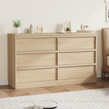 GAOMON 6 Drawer Dresser for Bedroom, Wooden Double Dresser Organizer with Storage Freestanding, Modern Chest of Drawers for Bedroom, Living Room, Nursery - Natural GAOMON