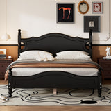 Harper & Bright Designs Retro Style Queen Size Platform Bed Frame with Sturdy Headboard in Black Harper & Bright Designs