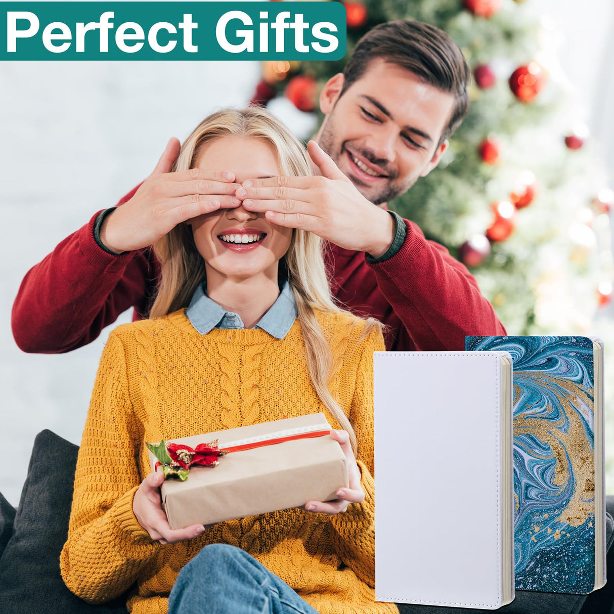 Honoson 12 Pcs Sublimation Journal Blank Gift Include 4 Pcs A6 Sublimation Notebooks Blank 200 Pages and 8 Sublimation Pens Gift for Christmas Office school Supplies Party Favor 6.9x3.9'' Honoson