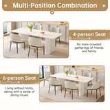 TreLined 9-Piece Dining Table Set for 8, 78.97" Rectangular Kitchen Table with 8 Chairs, Kitchen & Dining Room Sets with Waved Legs for Home, Apartment, White TreLined