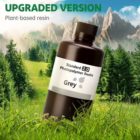 ELEGOO Standard 2.0 3D Printer Resin 1000g Grey, Rapid Precise Printing Low Odor 405nm LCD UV-Curing for LCD 3D Printer ELEGOO