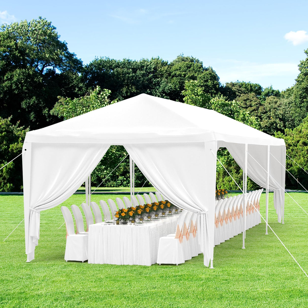 kejector 10'x30' Party Tent, Tents for Parties White Wedding Canopy with 8 Removable Sidewalls Carpas para Fiestas Outdoor Event Tent for Birthday Holiday Garden Patio Backyard kejector