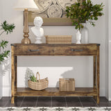 ChooChoo 47'' Farmhouse Console Table with Drawer, Entryway Table with Storage Shelf, Rustic A-Design Sofa Table for Hallway, Entrance, Living Room, Rustic Brown ChooChoo