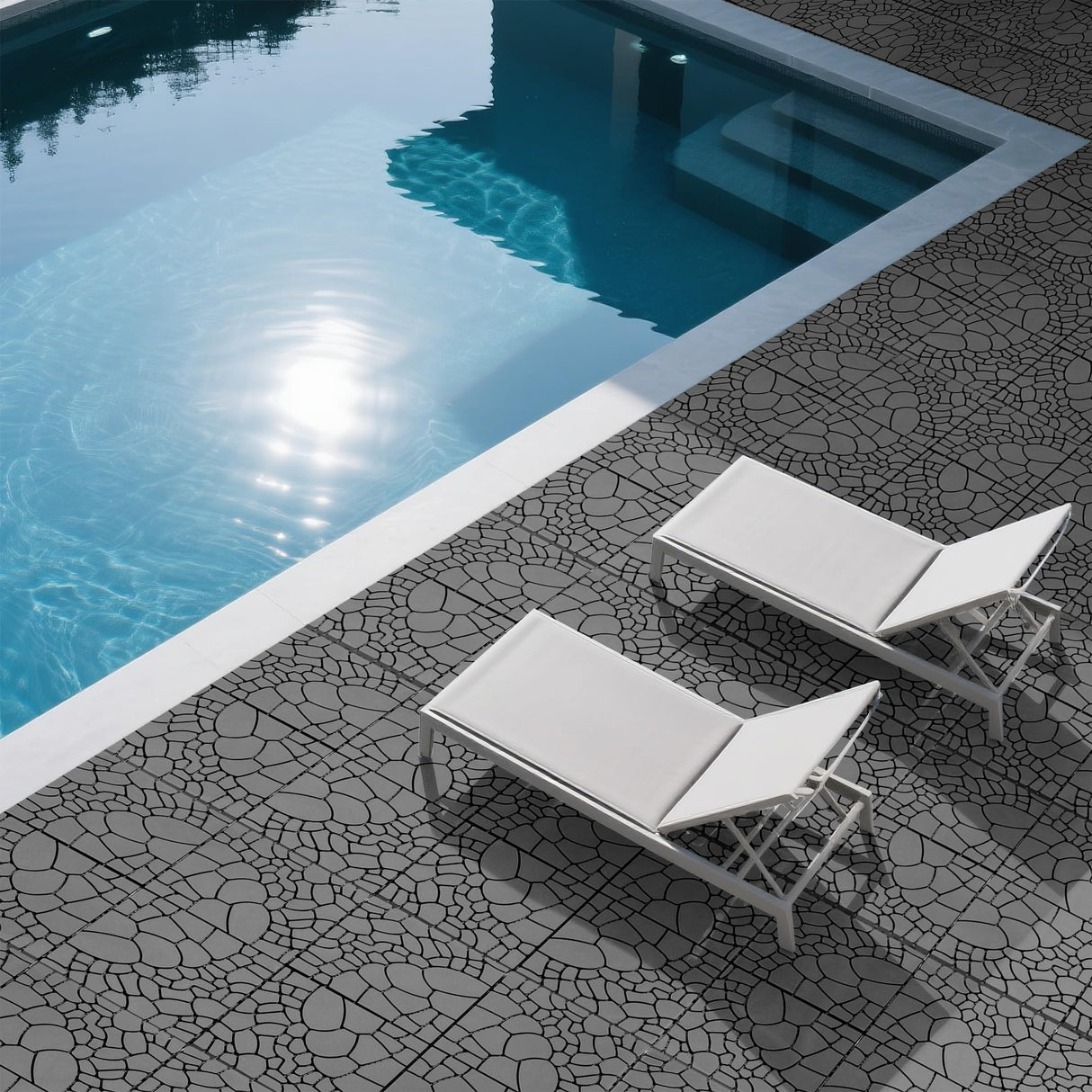 Interlocking Plastic Deck Tiles, 44 Pack, 12"x12" Waterproof Patio Floor Tiles for Indoor and Outdoor, Easy Snap Deck Tiles for Balcony, Garden, Backyard, Pathway and Poolside, All Weather Voyavela