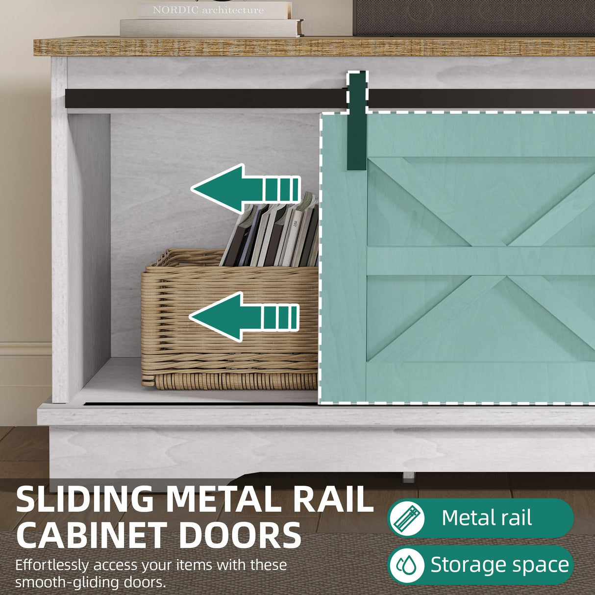 YITAHOME Farmhouse TV Stand with Mount, Television Stand Mount with 3 Height Adjustment for 32-70 inch TVs, Entertainment Center Media Console w/Sliding Barn Door for Living Room, Grey White/Grey Wash YITAHOME