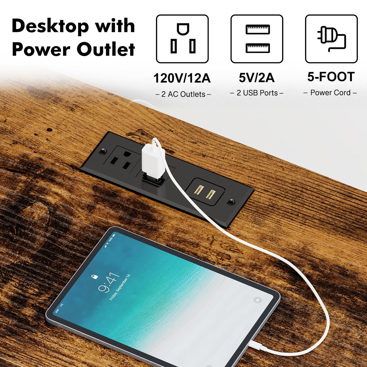 YGEOMER TV Stand Entertainment Center for 65 Inch TV with Power Outlets TV Console Table with Metal Frame Storage Shelves and Fabric Drawers for Living Room, Bedroom 63" Rustic Brown YGEOMER