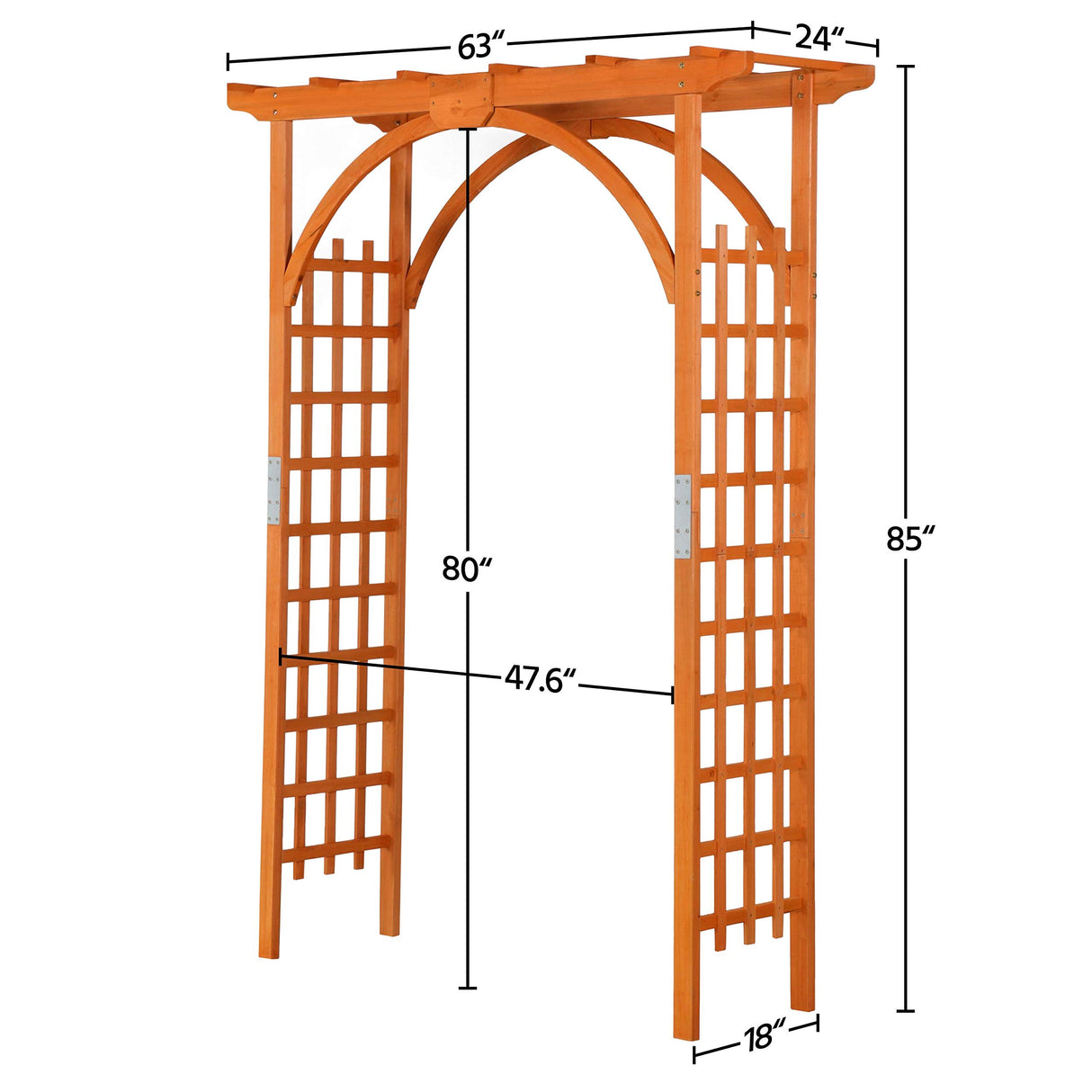 Topeakmart Wood Arbor Arch Trellis Climbing Plant Wedding Garden Patio Bridal Party Decoration Arbor Wood & Iron Outdoor Square Top 63 x 24 x 85in Natural Wood Topeakmart