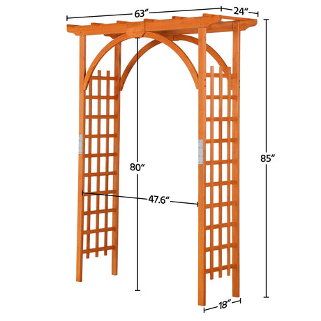 Topeakmart Wood Arbor Arch Trellis Climbing Plant Wedding Garden Patio Bridal Party Decoration Arbor Wood & Iron Outdoor Square Top 63 x 24 x 85in Natural Wood Topeakmart
