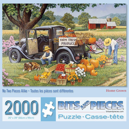 Bits and Pieces - 2000 Piece Jigsaw Puzzle for Adults - Home Grown - 2000 pc Fall on The Farm Jigsaw by Artist John Sloane - WoodArtSupply