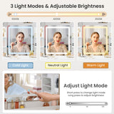 Pamapic Vanity Desk with Mirror and Lights, 13 Storage Makeup Vanity with 4 Drawers and 8 Shelves, 62" Large Dresser Dressing Table with Power Outlet, 3 Lighting Modes, Silent Slides, White Pamapic