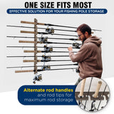 Rush Creek Creations | Fishing Rod Holder for 11 Rods, Fishing Pole Holder for Garage Organization and Wall Storage, for Fishing Gear and Fishing Accessories (Vertical Fishing Rod Rack) Rush Creek Creations