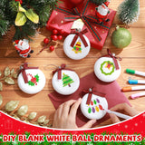 PullCrease 30 Pieces Blank Christmas Ornaments for Crafting, Sublimation Flat Ornaments DIY Matte White Ornaments Buffalo Plaid Bows Hanging Christmas Tree Balls for DIY Crafts (Silver Rope) PullCrease