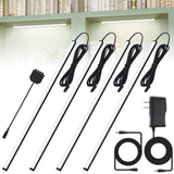 JUSJUBR Black Shell Display Case Lights, LED Lights for Display Case with Memory Function, 4x12 Inch Bookshelf Lighting, LED Cabinet Lights for Shelf, Cold White 6000K JUSJUBR