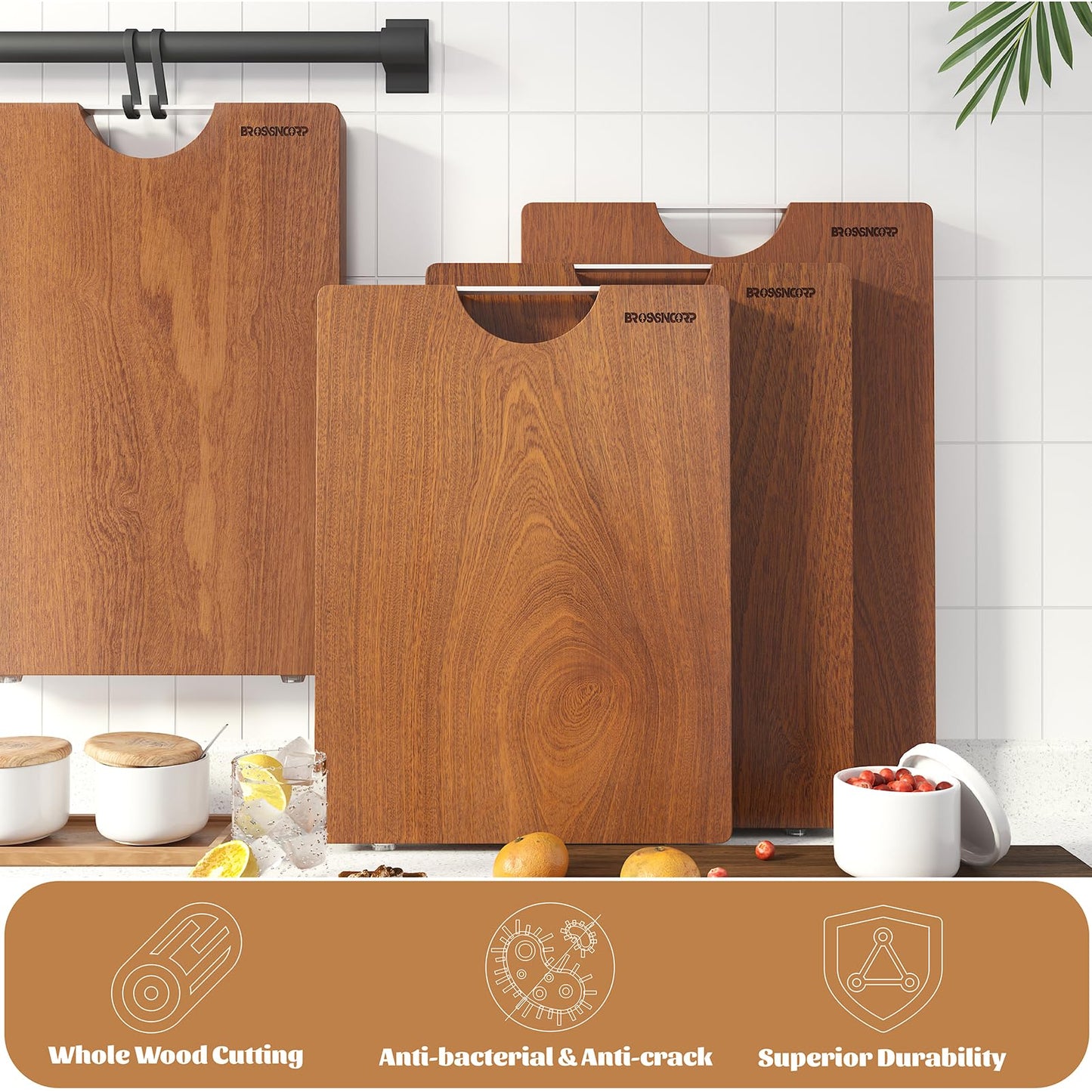 Brosisincorp Real Solid Sapele Wood Cutting Board One Piece No Glue Non Toxic All Whole Single Wood Butcher Block Thick Hard Wood Heavy Duty Edge - WoodArtSupply