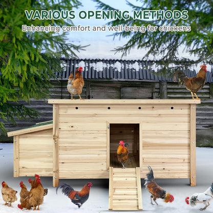 Lyromix Wooden Chicken Coop Hen House with 2 Chicken Nesting Box, Poultry Cage Rabbit Hutch for Outdoor Backyard - WoodArtSupply