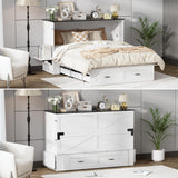 WJFORLION Murphy Bed Queen, Foldable Bed Murphy Cabinet with Storage & Charging Station, Bed Frame for Living Room, Guest Bedroom WJFORLION