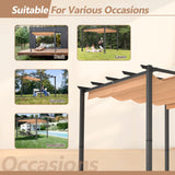 Ampela Outdoor Pergola,10' x 10' Outdoor Retractable Pergola Canopy,Upgraded Canopy with Adjustable Roof Aluminum,Outdoor Sun Shade Shelter for Backyard,Outdoor Party,Garden,Grill Gazebo,Deck,Khaki Ampela