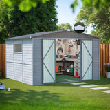 MyVoice 8x8 FT Wooden Outdoor Storage Shed with 4 Vents & 2 Adjustable Windows, DIY Cedar Tool Shed Kit, Garden Bike Firewood Storage, Waterproof Backyard Outdoor Shed for Patio, Lawn, Yard & Garage MyVoice