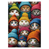 Winter Cat Puzzles for Adults 1000 Pieces, Funny Kitten Jigsaw Puzzles, Fantasy Hat Kitty Animal Puzzle as Home Decor PPuzzling
