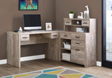Monarch Specialties Computer Desk L-Shaped - Left or Right Set- Up - Corner Desk with Hutch 60"L (Taupe Reclaimed Wood) Monarch Specialties