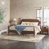 Walker Edison EZ Assembly Traditional Wood Spindle Post Bed, No Box Spring Bed Frame, Modern Farmhouse Bed, King Size, Dark Brown Walker Edison