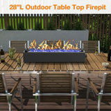 BAIDE HOME 28-inch Table Top Propane Fire Pit, 40,000 BTU Tabletop Firepit for Patio, Outdoor Portable Fireplace Rectangular Fire Bowl w/Wind Glass Shield, Glass Rocks - Black BAIDE HOME